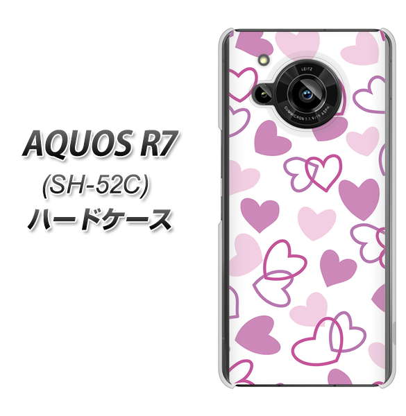 AQUOS R7 SH-52C docomo 高画質仕上げ 背面印刷 ハードケース【VA928 ハートがいっぱい パープル】
