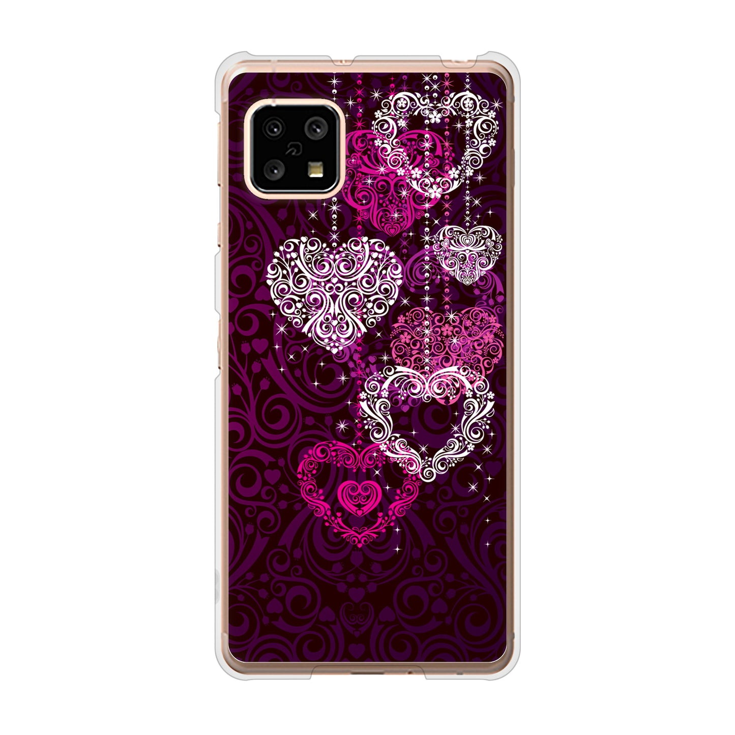 AQUOS sense5G SH-53A docomo 高画質仕上げ 背面印刷 ハードケース きらめきハート