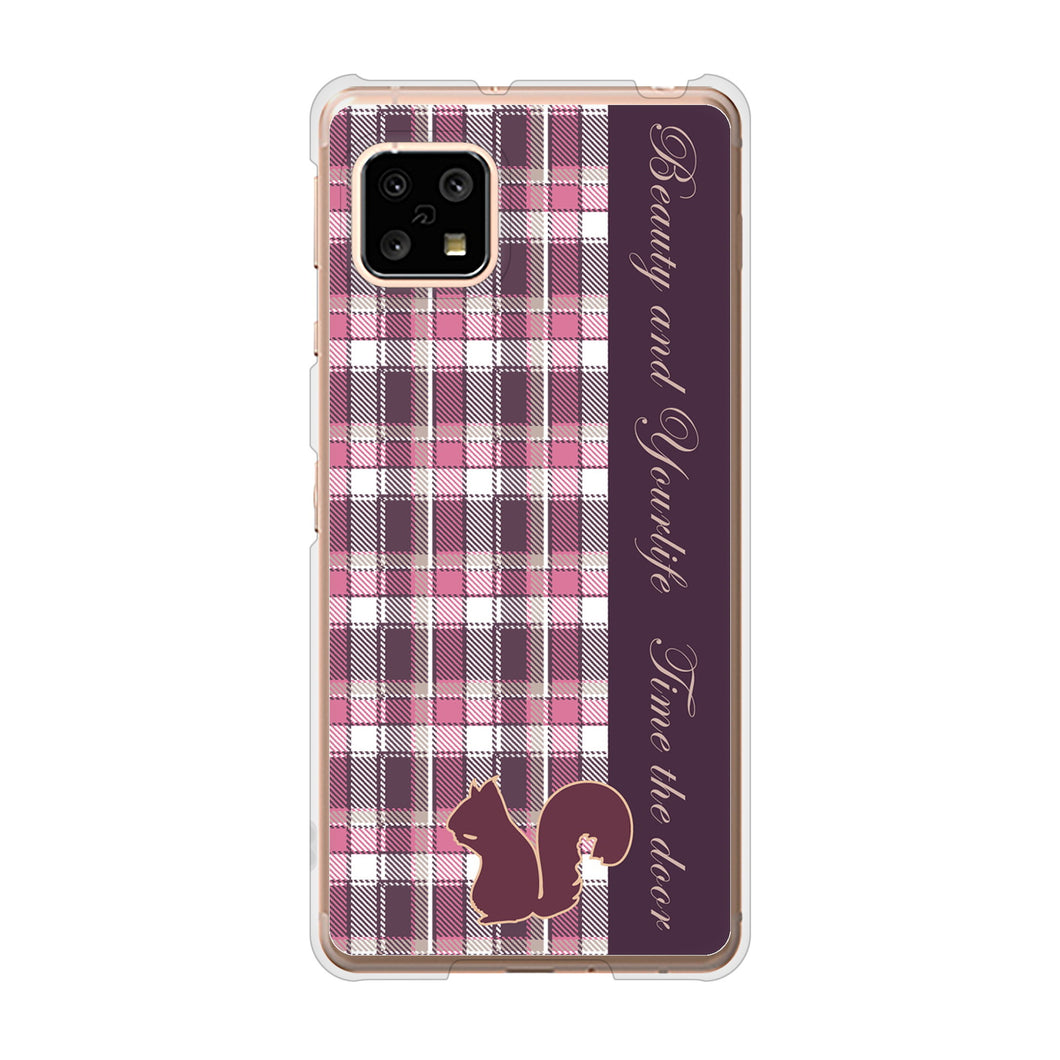 AQUOS sense5G SH-53A docomo 高画質仕上げ 背面印刷 ハードケース ピンクチェック