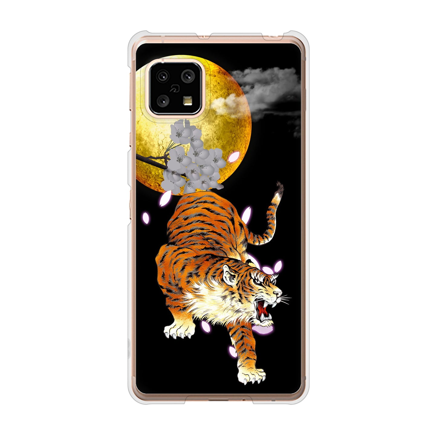 AQUOS sense5G SH-53A docomo 高画質仕上げ 背面印刷 ハードケース 月とタイガー