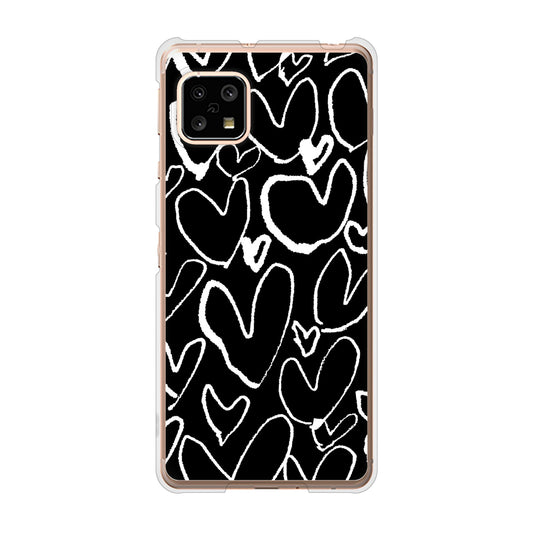 AQUOS sense5G SH-53A docomo 高画質仕上げ 背面印刷 ハードケース 【1124 ハート BK&WH】