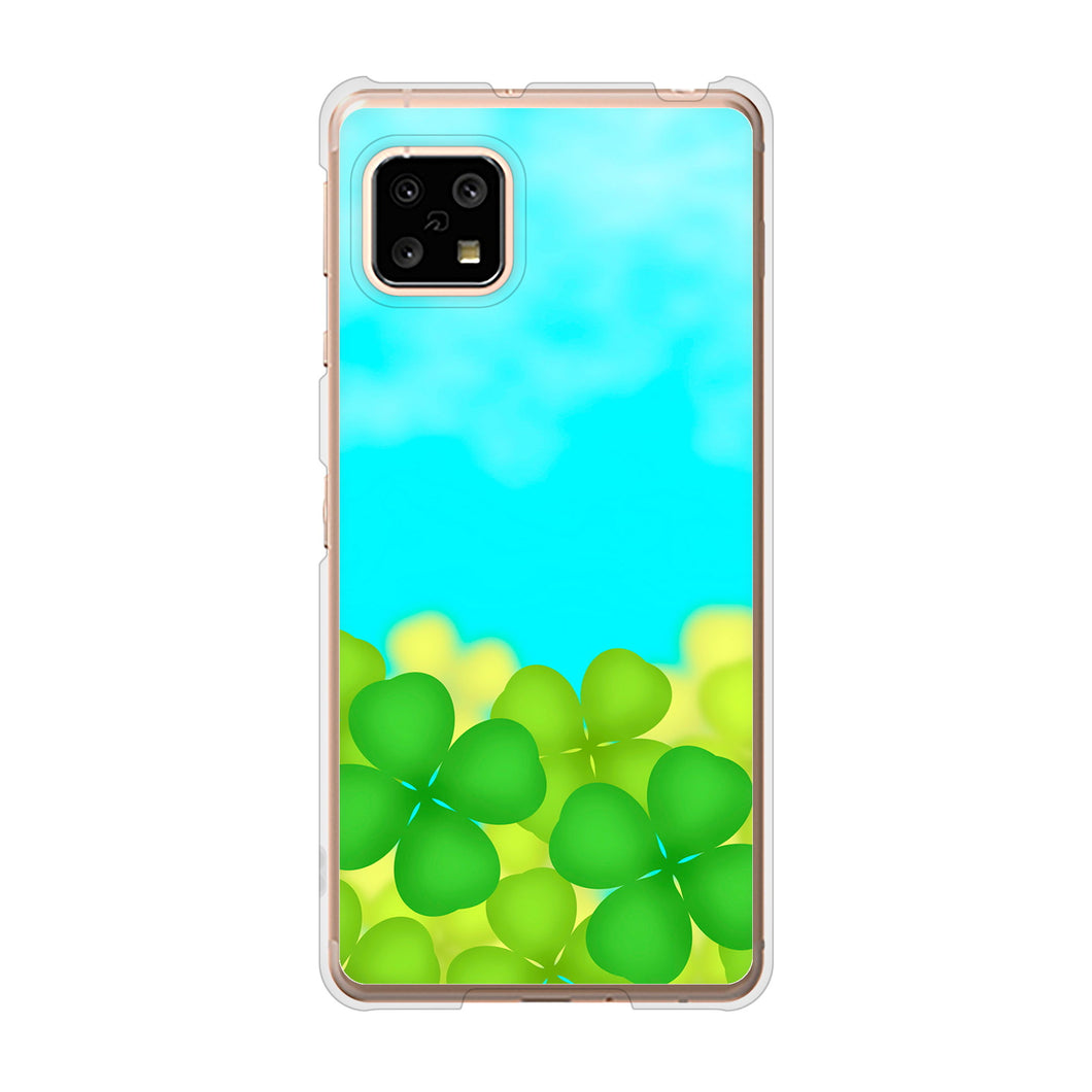 AQUOS sense5G SH-53A docomo 高画質仕上げ 背面印刷 ハードケース 【VA820 四葉のクローバー畑】