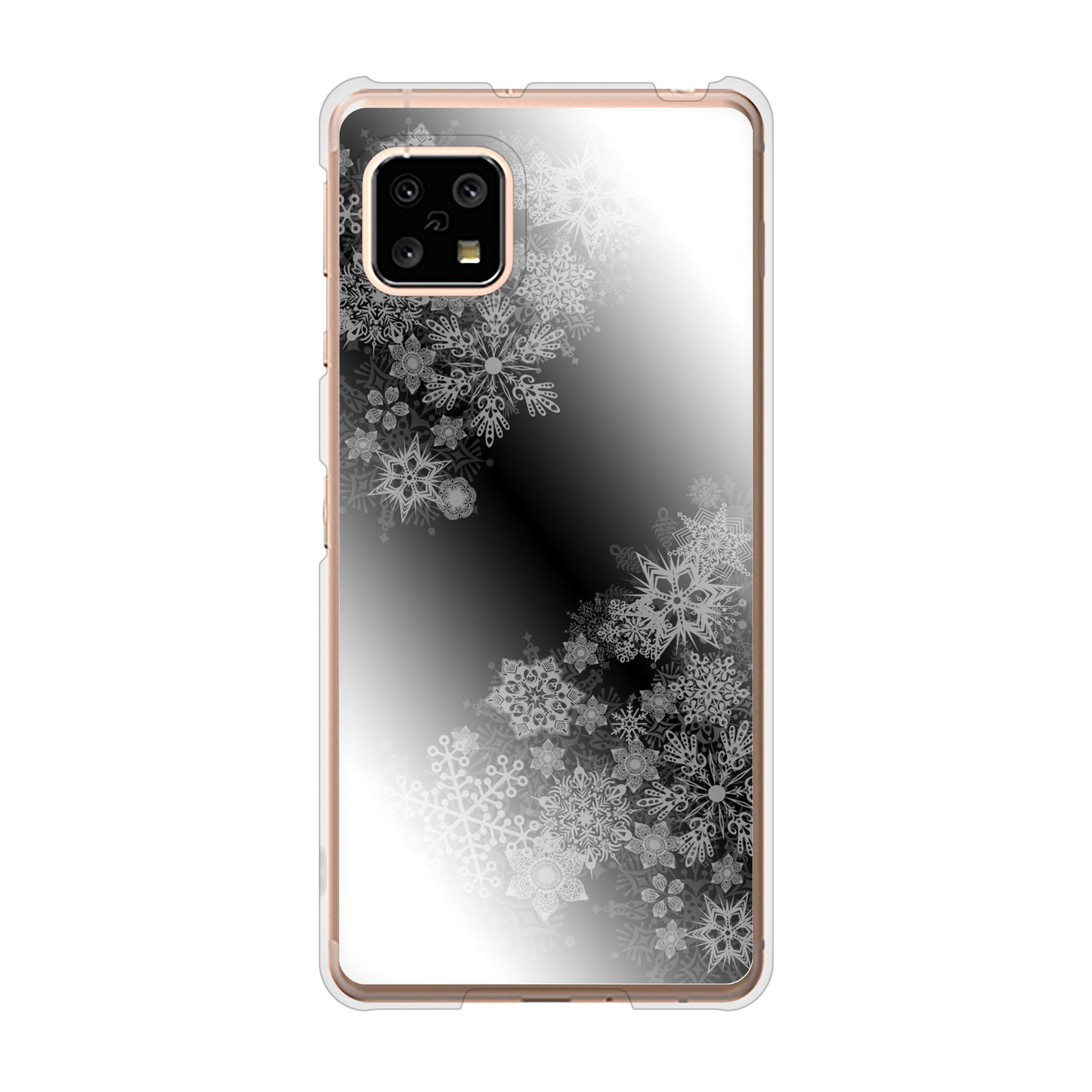AQUOS sense5G SH-53A docomo 高画質仕上げ 背面印刷 ハードケース 【YJ340 モノトーン 雪の結晶 】