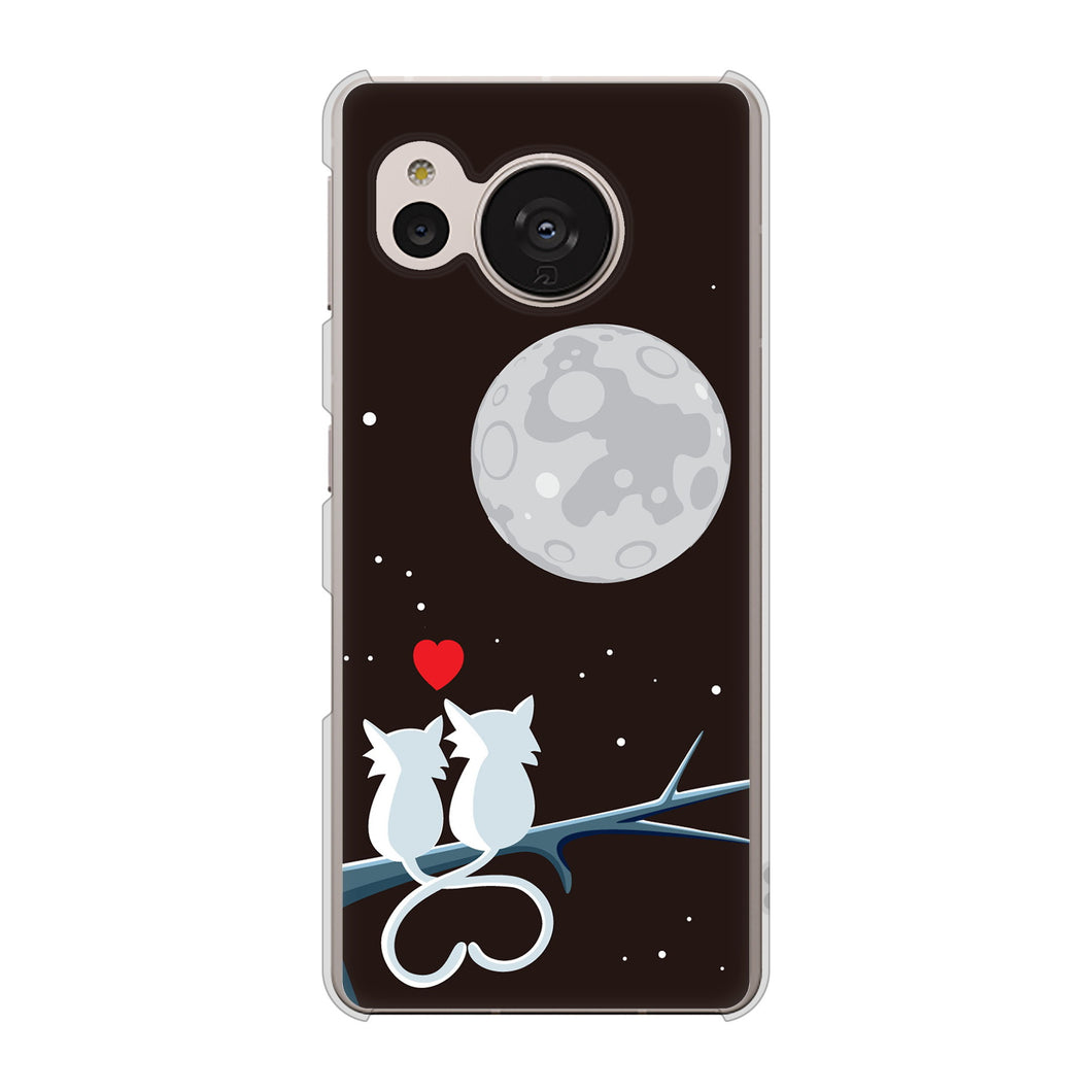 AQUOS sense7 SH-53C docomo 高画質仕上げ 背面印刷 ハードケース 夜とネコ