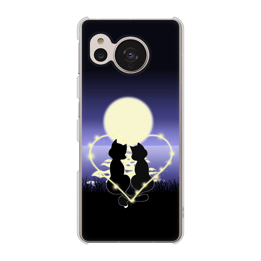 AQUOS sense7 SH-53C docomo 高画質仕上げ 背面印刷 ハードケース 夜とネコ