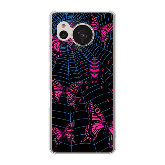 AQUOS sense7 SH-53C docomo 高画質仕上げ 背面印刷 ハードケース むかいあぐる 蜘蛛の巣に舞う蝶