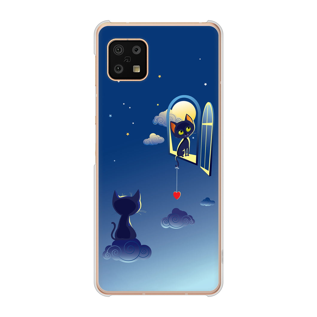 AQUOS sense6 SH-54B docomo 高画質仕上げ 背面印刷 ハードケース 夜とネコ