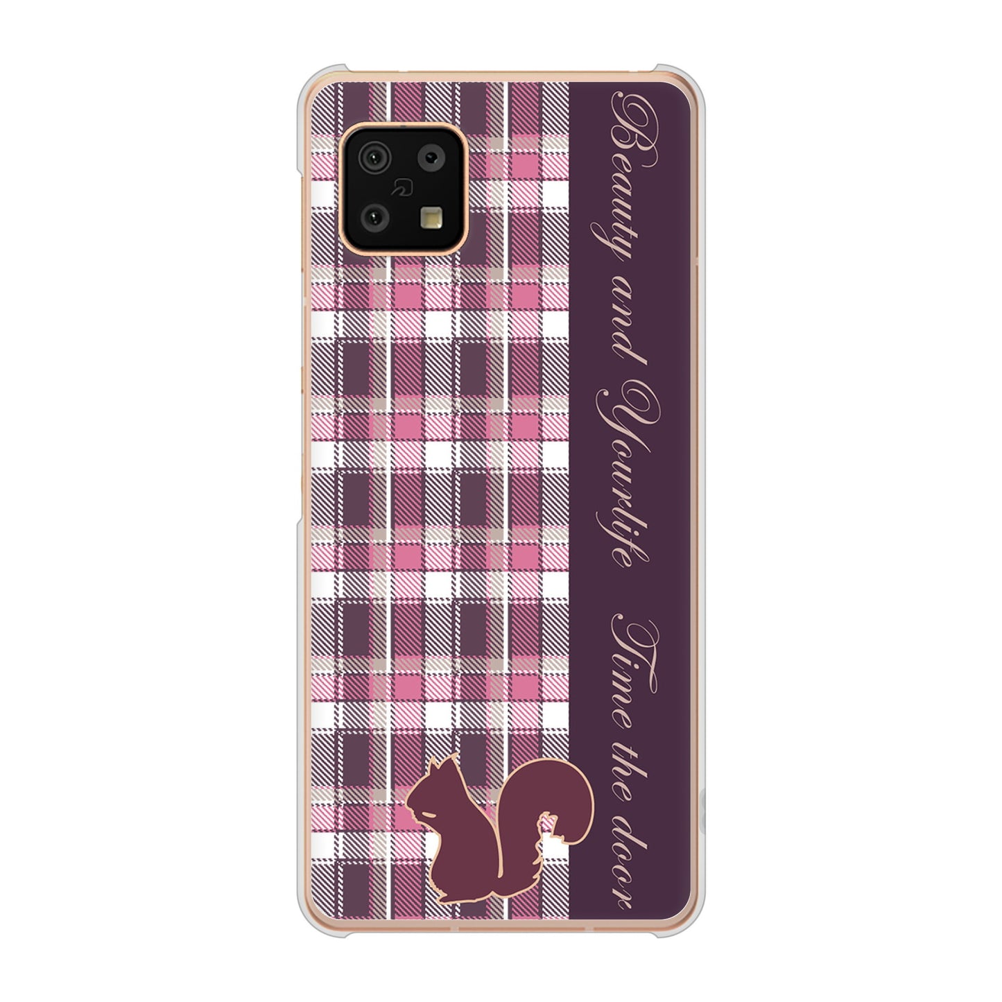 AQUOS sense6 SH-54B docomo 高画質仕上げ 背面印刷 ハードケース ピンクチェック