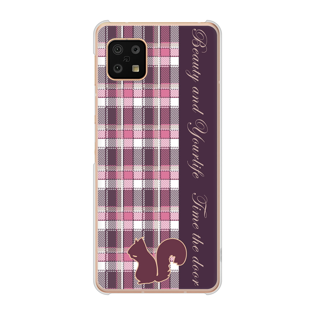 AQUOS sense6 SH-54B docomo 高画質仕上げ 背面印刷 ハードケース ピンクチェック