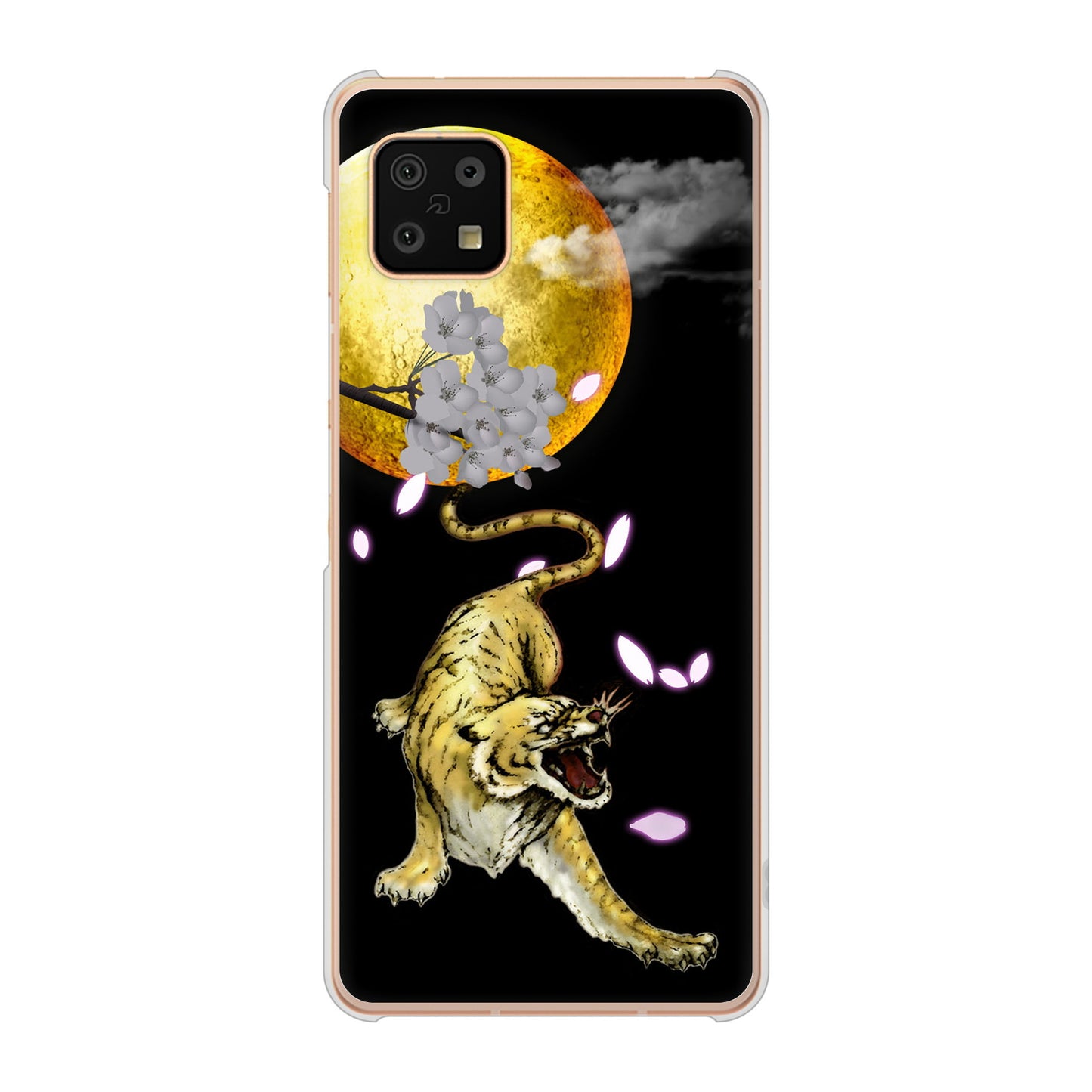 AQUOS sense6 SH-54B docomo 高画質仕上げ 背面印刷 ハードケース 月とタイガー