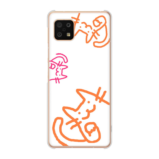 AQUOS sense6 SH-54B docomo 高画質仕上げ 背面印刷 ハードケース 【1098 手まねきする3匹のネコ】