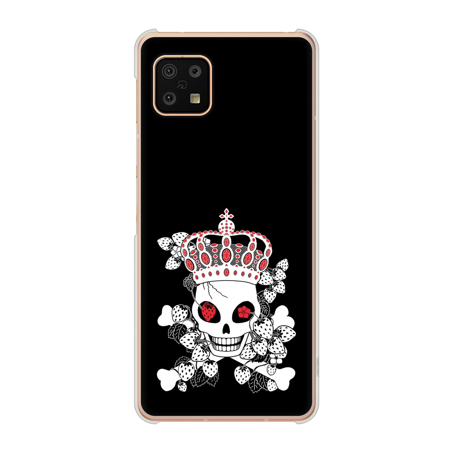 AQUOS sense6 SH-54B docomo 高画質仕上げ 背面印刷 ハードケース むかいあぐる 苺骸骨王冠蔦