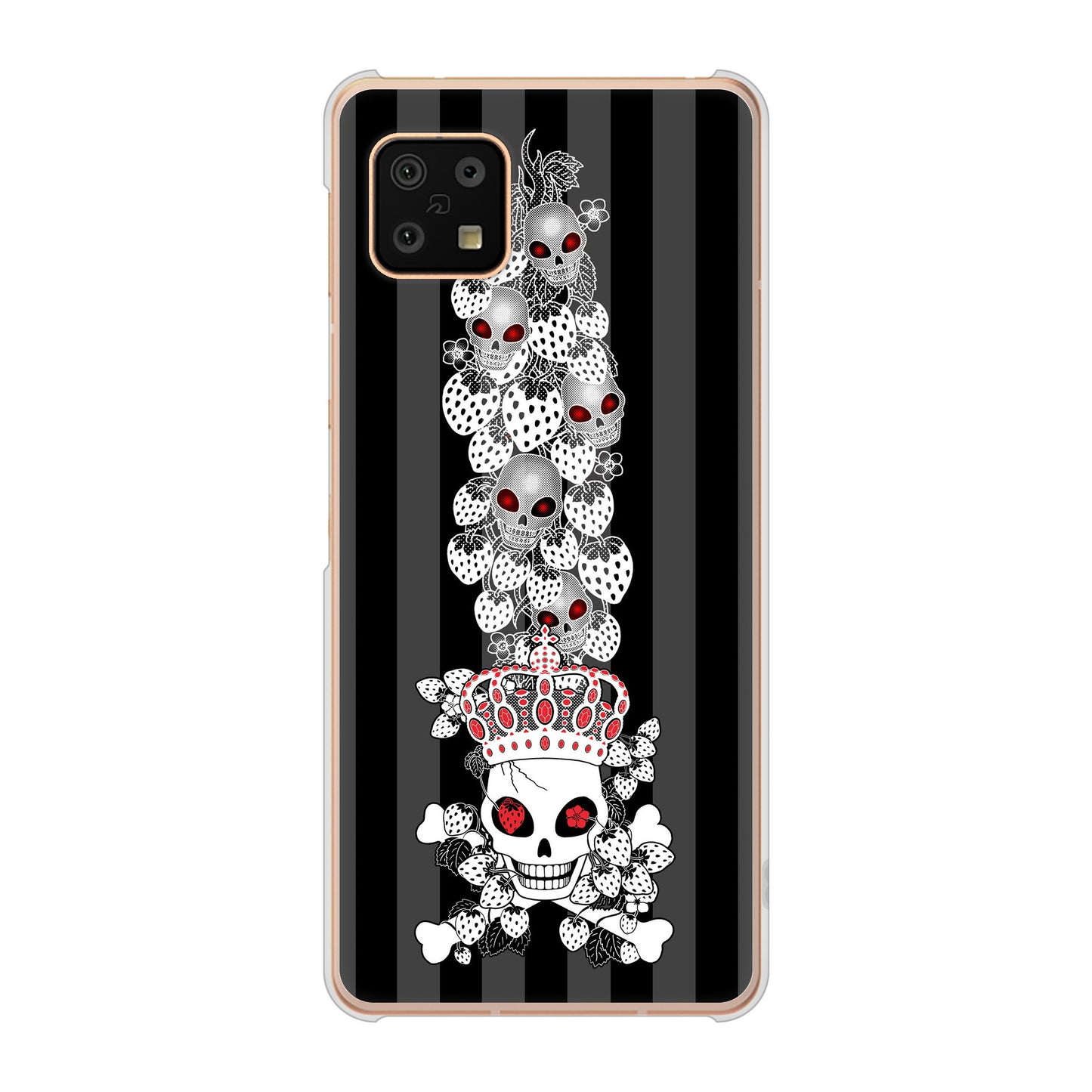 AQUOS sense6 SH-54B docomo 高画質仕上げ 背面印刷 ハードケース むかいあぐる 苺骸骨王冠蔦