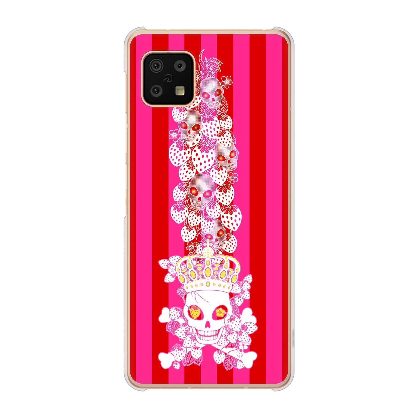 AQUOS sense6 SH-54B docomo 高画質仕上げ 背面印刷 ハードケース むかいあぐる 苺骸骨王冠蔦