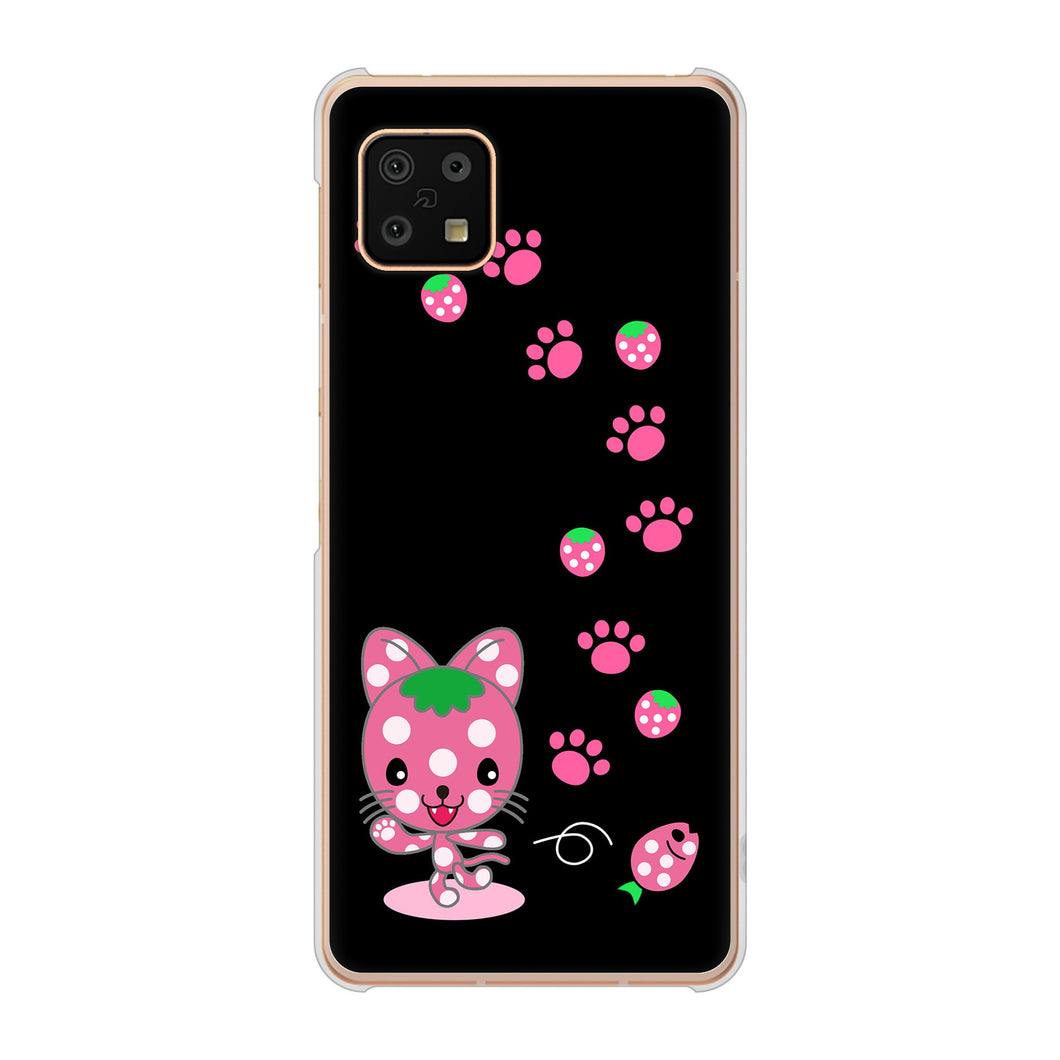 AQUOS sense6 SH-54B docomo 高画質仕上げ 背面印刷 ハードケース むかいあぐる イチゴ猫のにゃんベリー