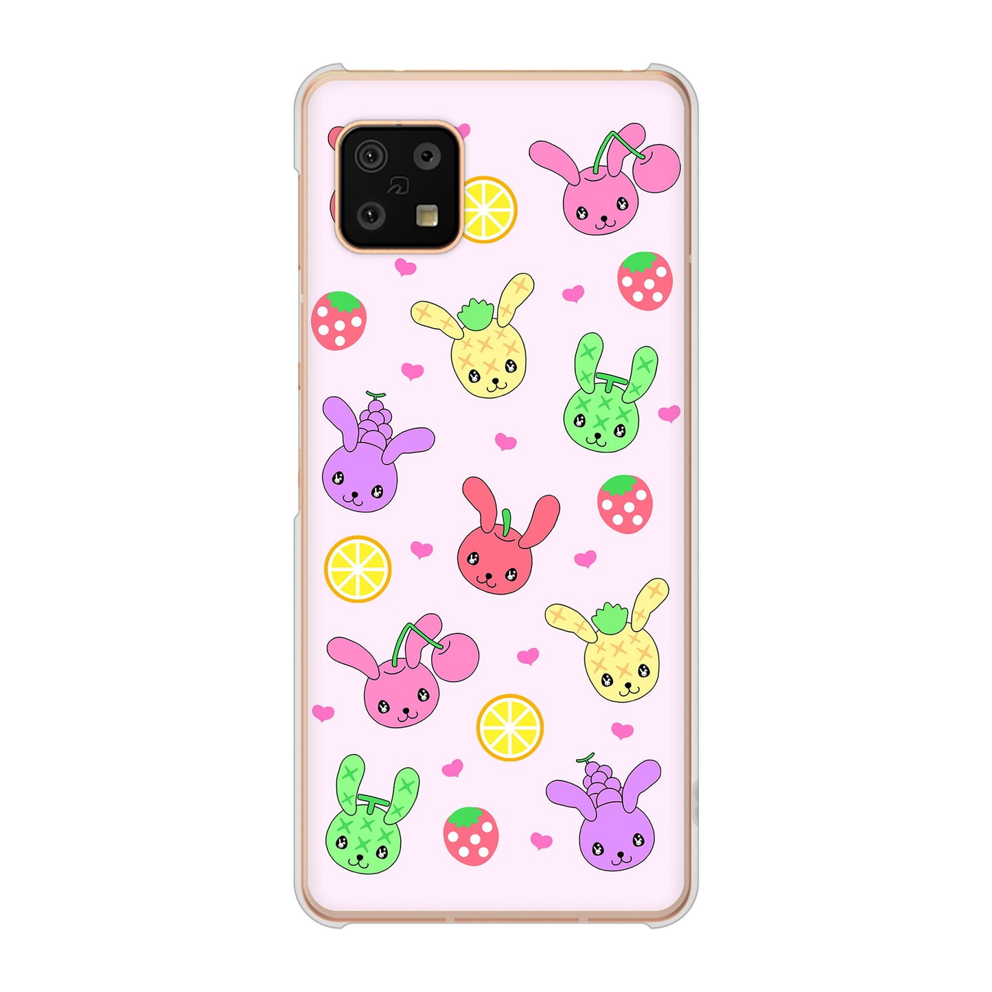 AQUOS sense6 SH-54B docomo 高画質仕上げ 背面印刷 ハードケース むかいあぐる フルーツうさぎのブルーラビッツ