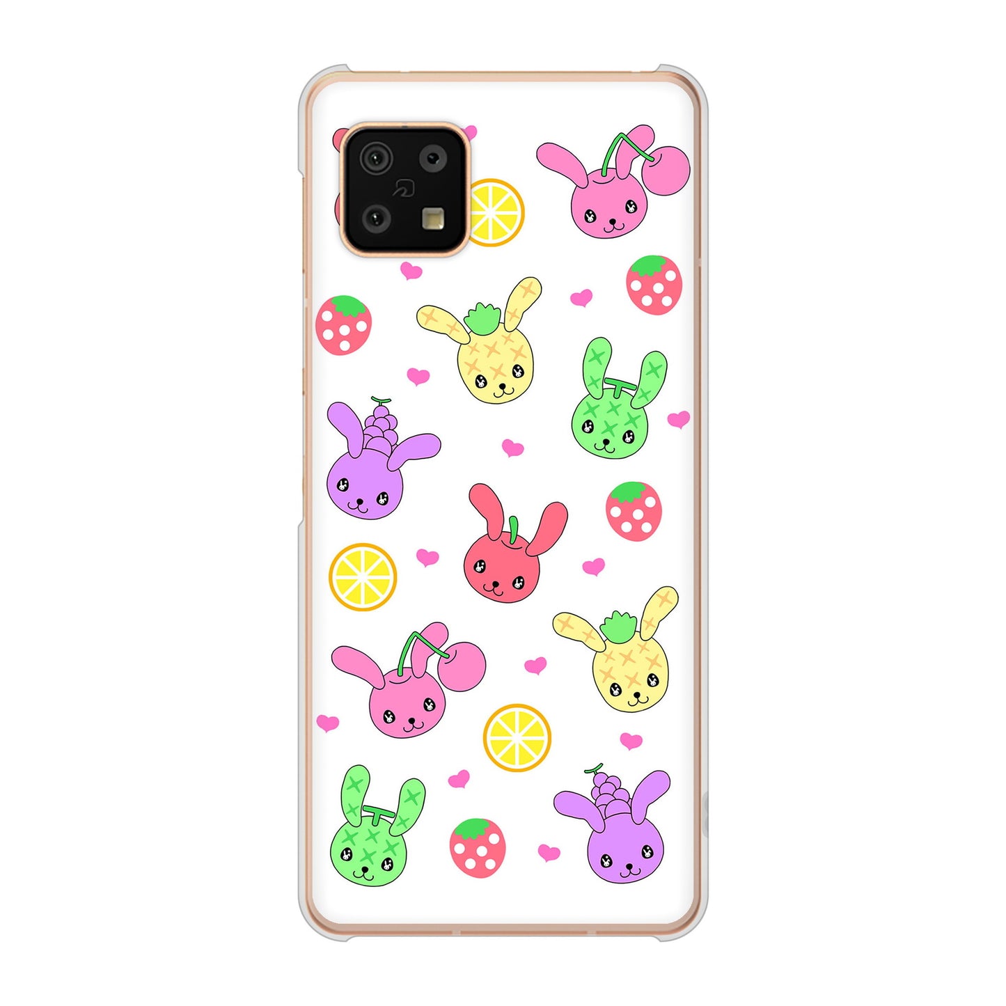 AQUOS sense6 SH-54B docomo 高画質仕上げ 背面印刷 ハードケース むかいあぐる フルーツうさぎのブルーラビッツ