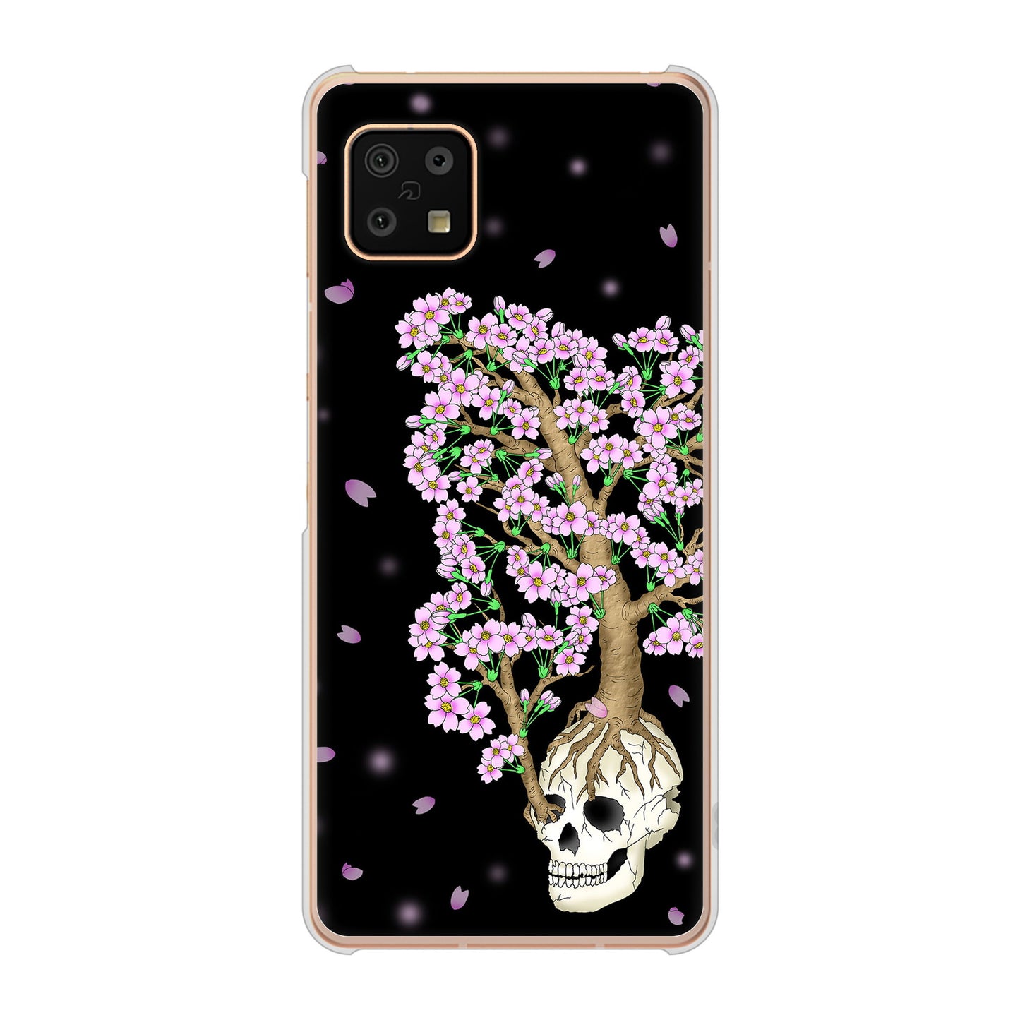 AQUOS sense6 SH-54B docomo 高画質仕上げ 背面印刷 ハードケース むかいあぐる 苺骸骨王冠蔦