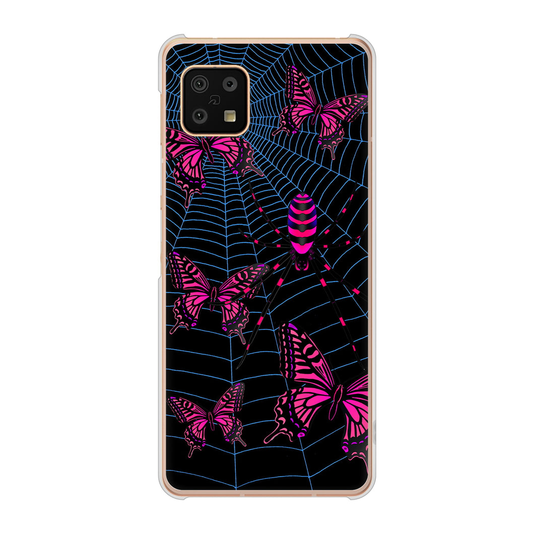 AQUOS sense6 SH-54B docomo 高画質仕上げ 背面印刷 ハードケース むかいあぐる 蜘蛛の巣に舞う蝶