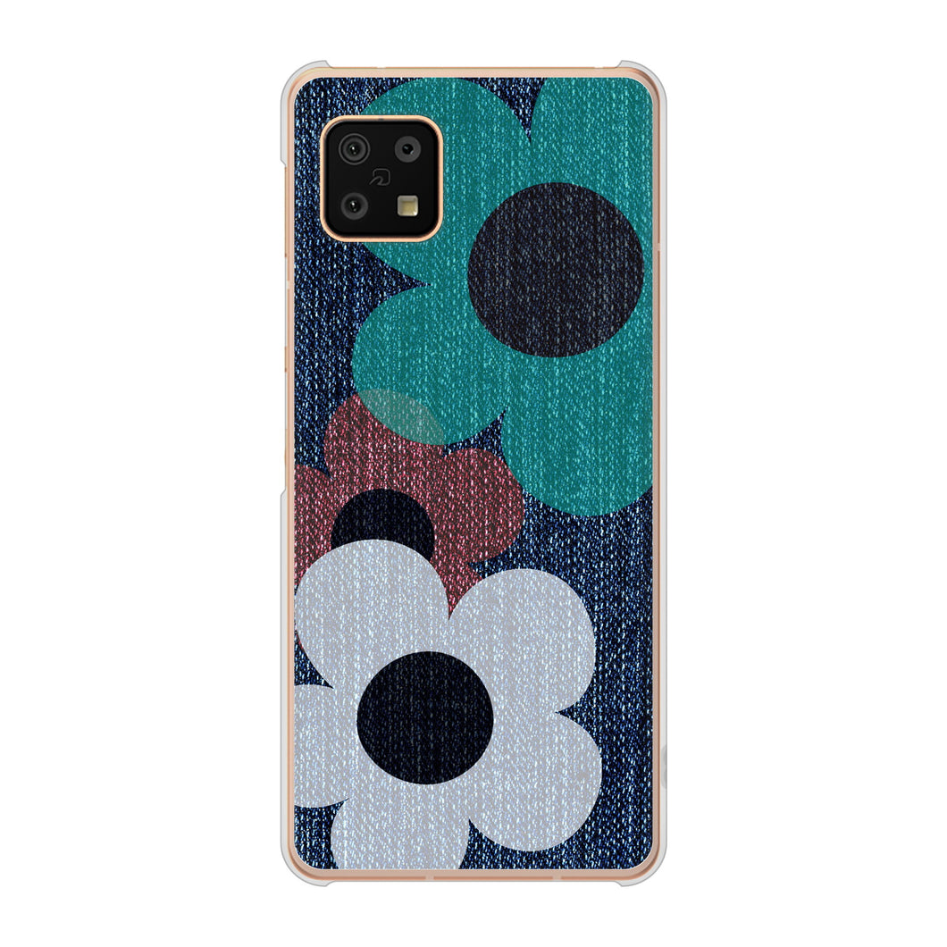 AQUOS sense6 SH-54B docomo 高画質仕上げ 背面印刷 ハードケース 【EK869 ルーズフラワーinデニム風】