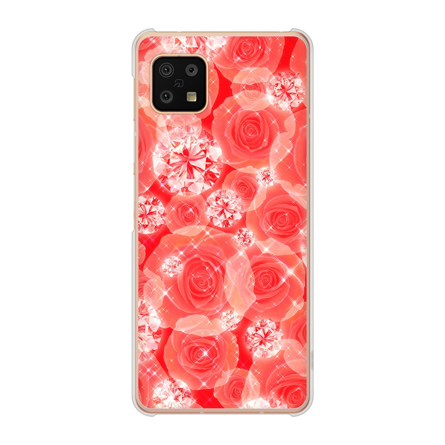 AQUOS sense6 SH-54B docomo 高画質仕上げ 背面印刷 ハードケース 【VA816 ダイヤモンドとバラ】