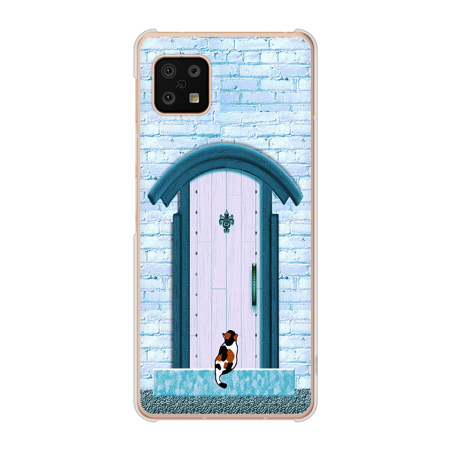 AQUOS sense6 SH-54B docomo 高画質仕上げ 背面印刷 ハードケース 猫とドア