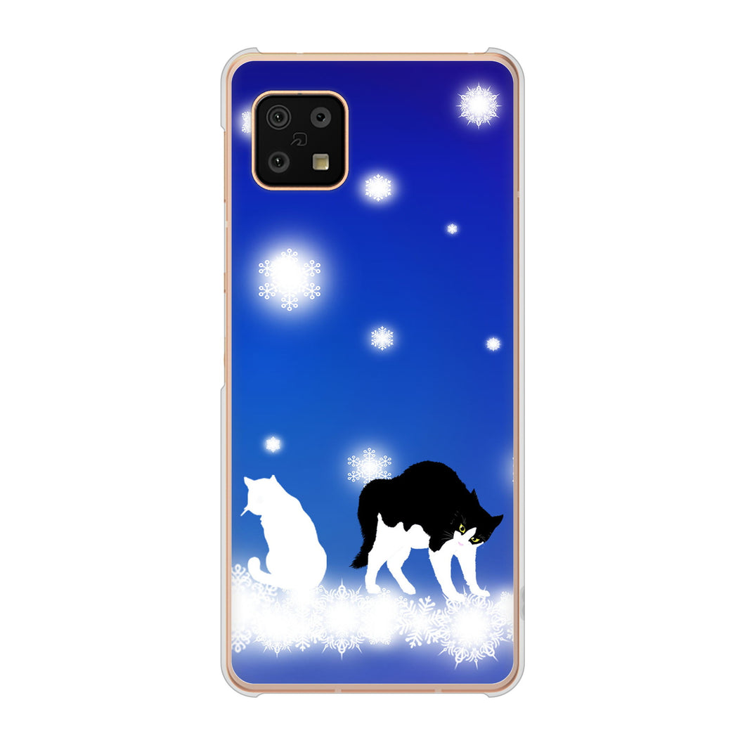 AQUOS sense6 SH-54B docomo 高画質仕上げ 背面印刷 ハードケース 【YJ335 雪の結晶 はちわれ】