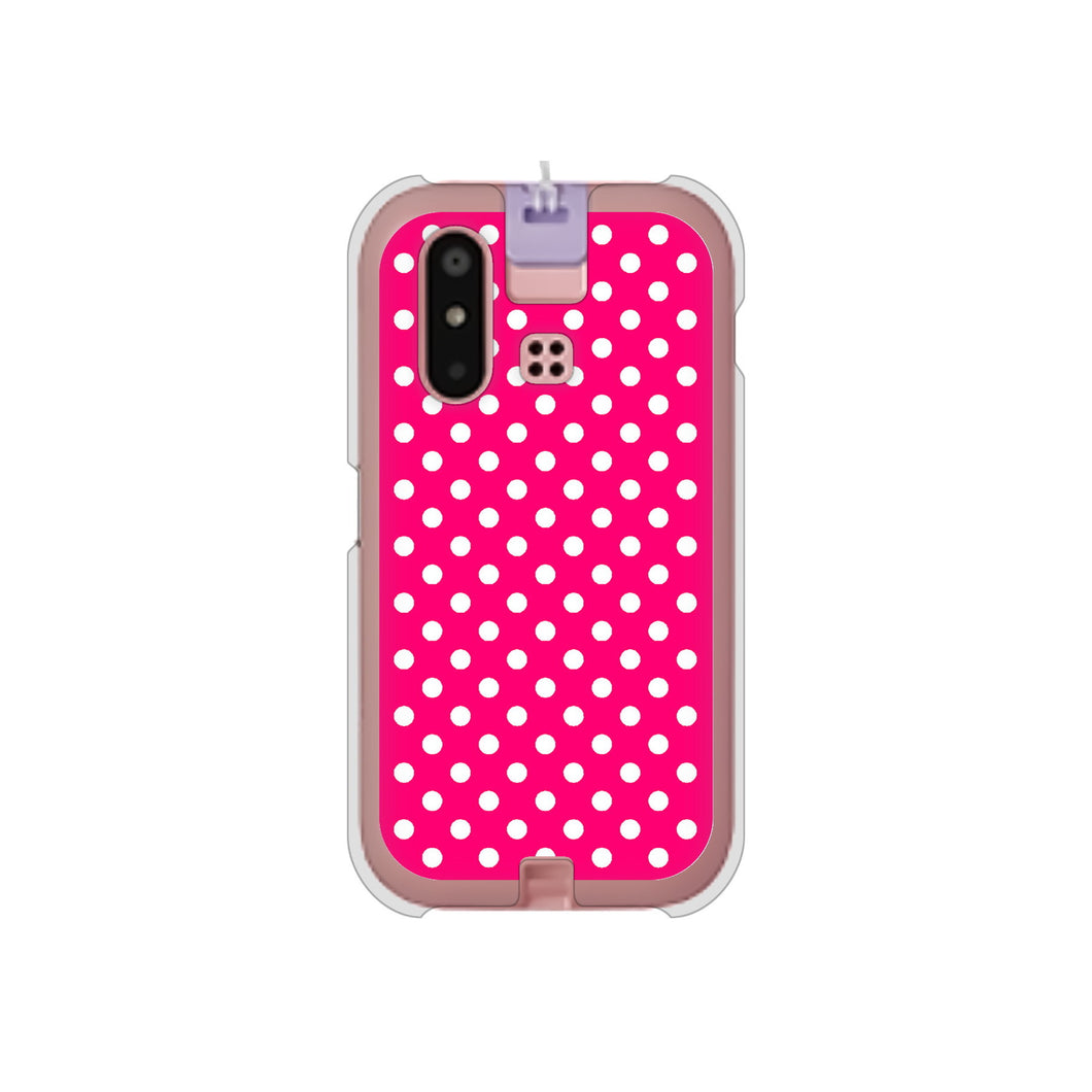 mamorino6 SHF35 au 高画質仕上げ 背面印刷 ハードケース【056 シンプル柄(水玉) ピンク】