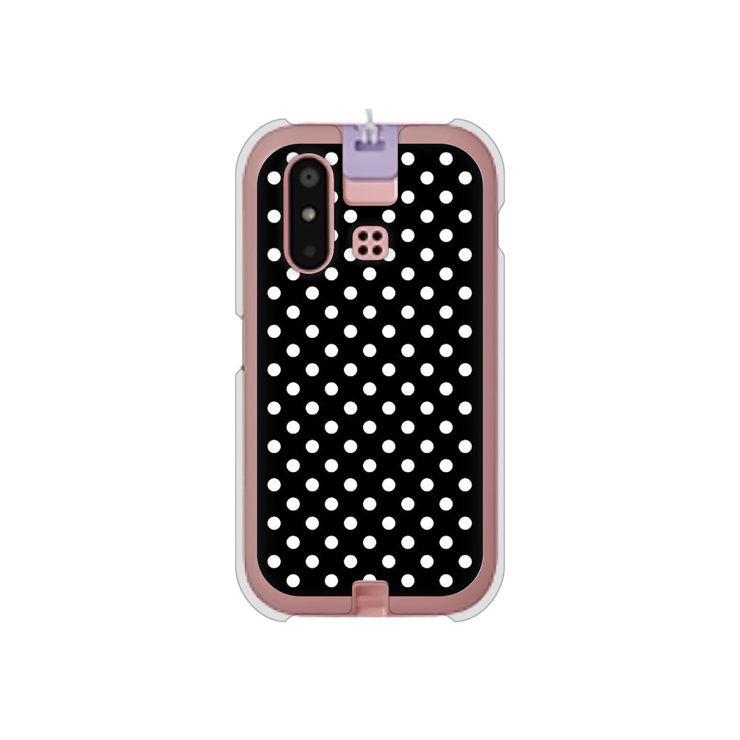 mamorino6 SHF35 au 高画質仕上げ 背面印刷 ハードケース【059 シンプル柄(水玉) ブラック】