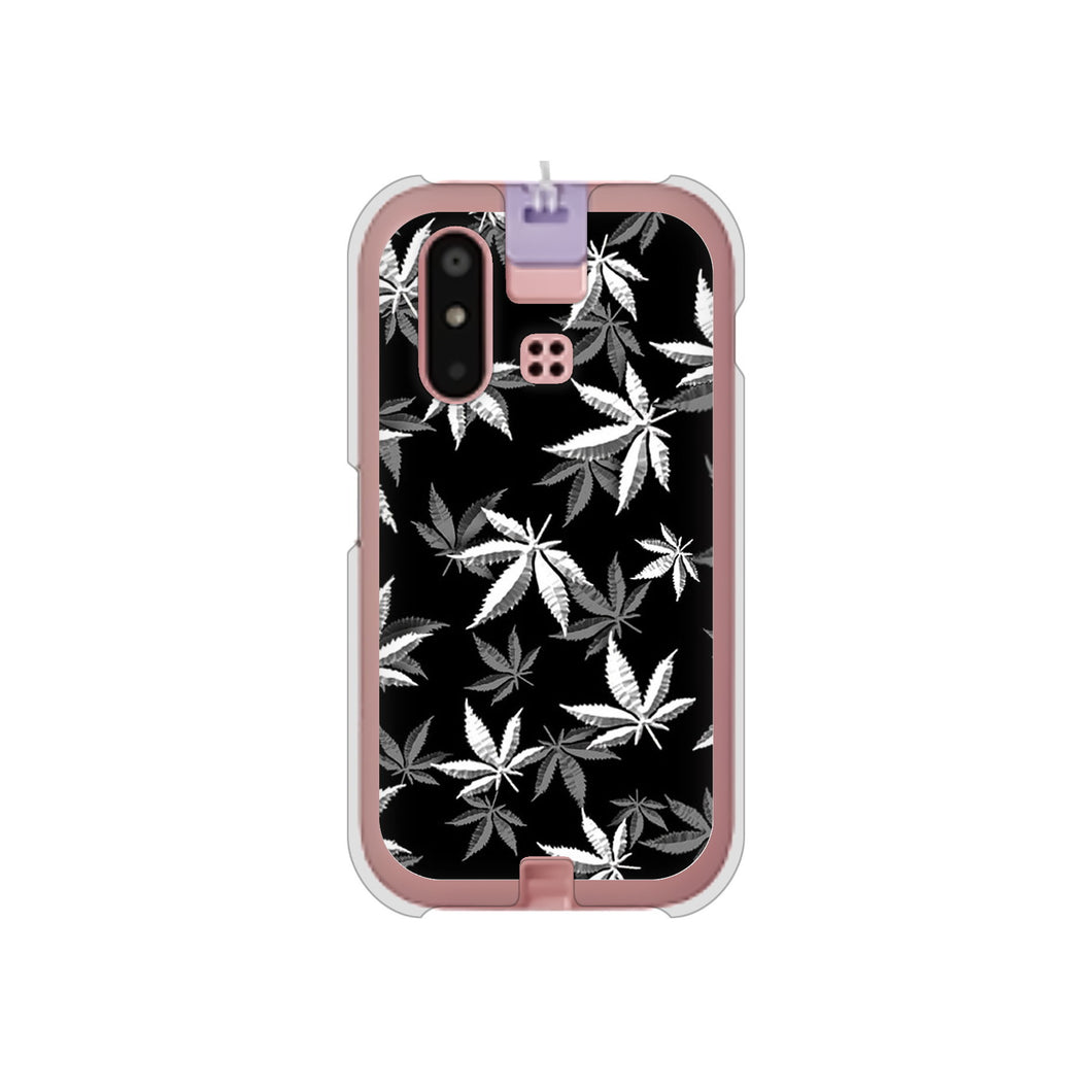 mamorino6 SHF35 au 高画質仕上げ 背面印刷 ハードケース【064 モノトーン大麻ブラック】