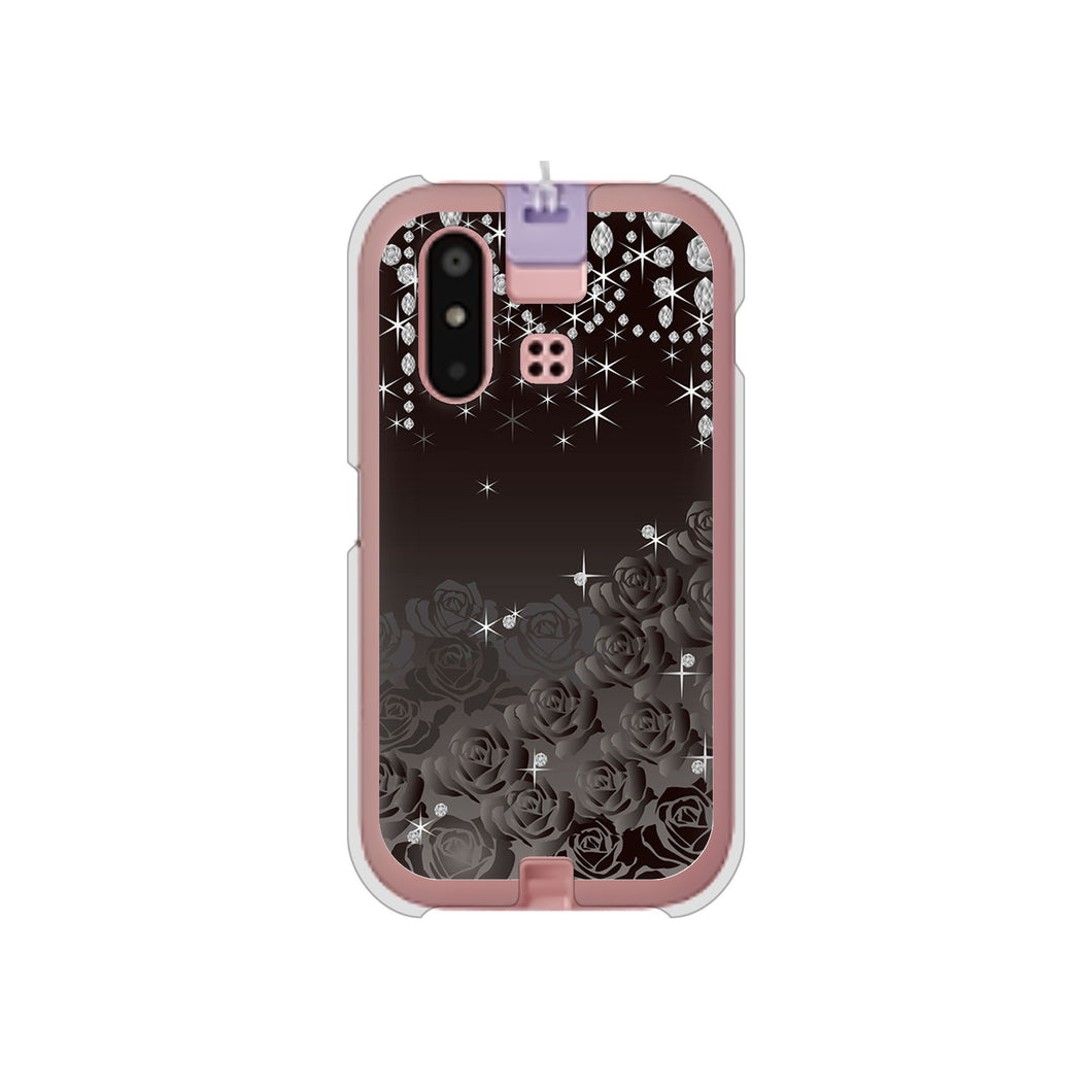 mamorino6 SHF35 au 高画質仕上げ 背面印刷 ハードケース【327 薔薇とダイヤモンド】