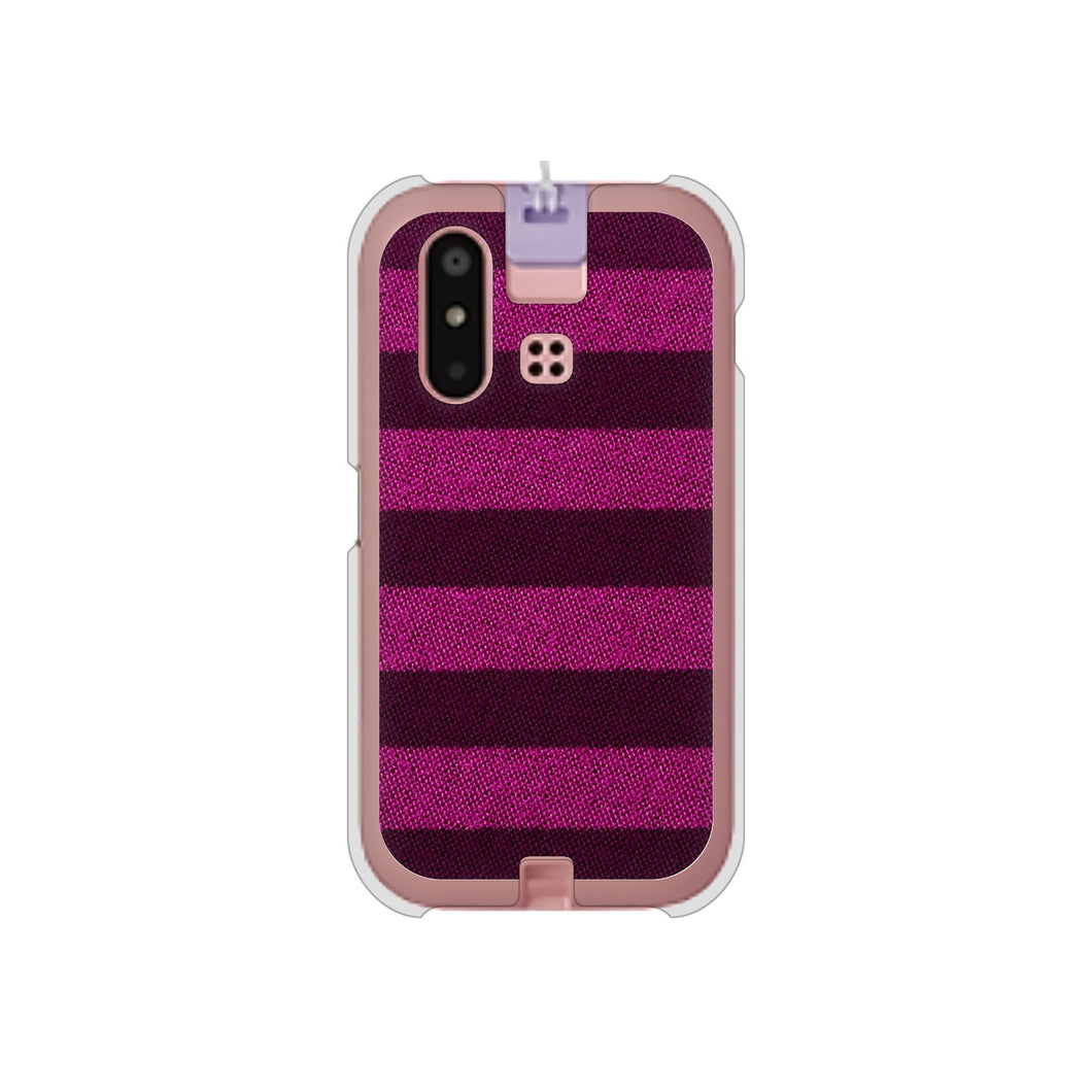 mamorino6 SHF35 au 高画質仕上げ 背面印刷 ハードケース【534 極太ボーダーPK&NV】