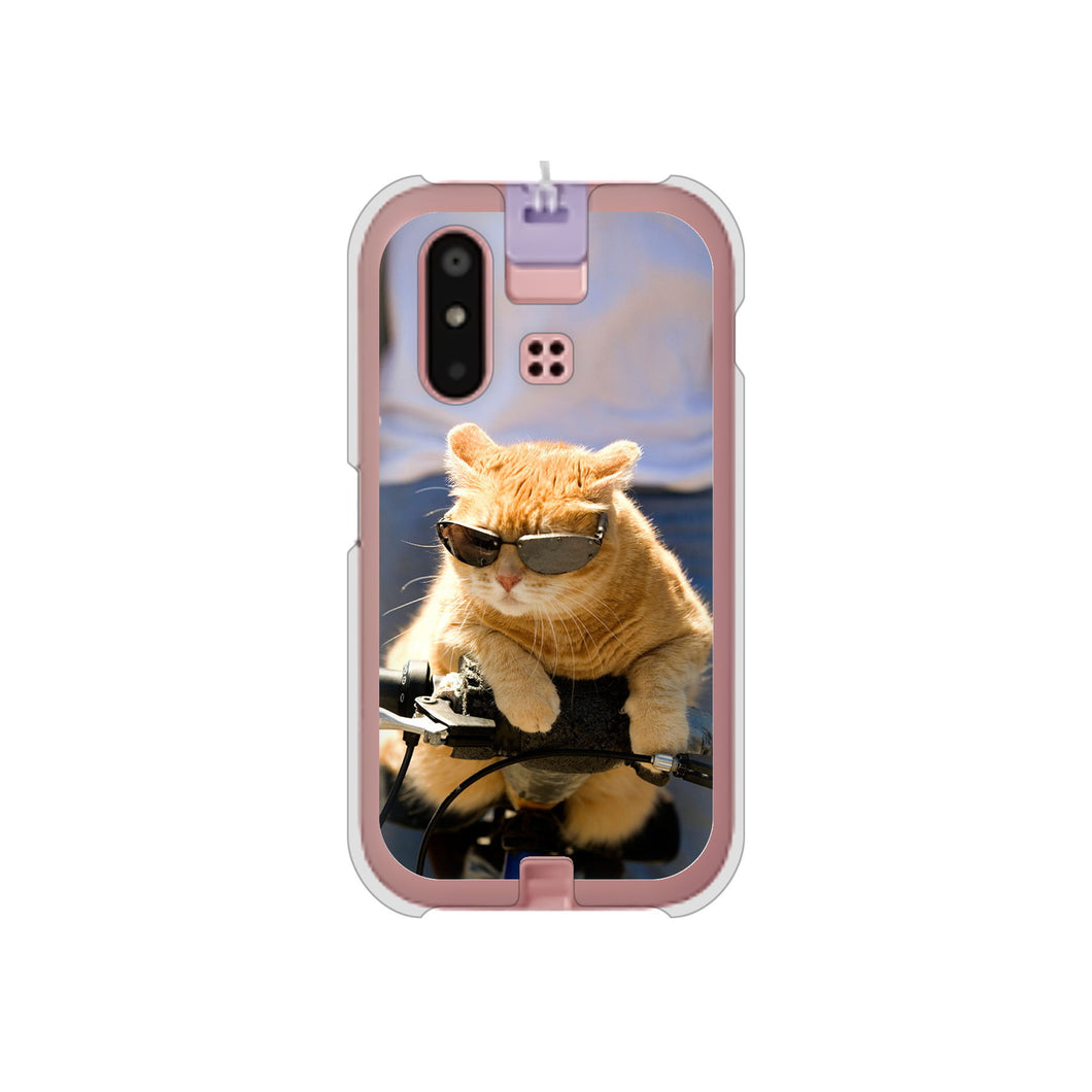 mamorino6 SHF35 au 高画質仕上げ 背面印刷 ハードケース【595 にゃんとサイクル】