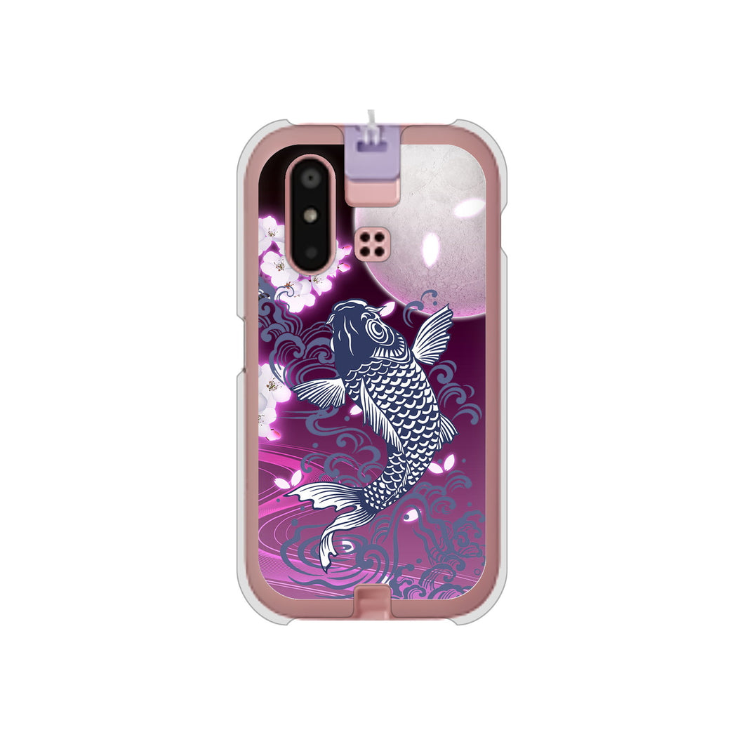 mamorino6 SHF35 au 高画質仕上げ 背面印刷 ハードケース【1029 月と鯉(紫)】