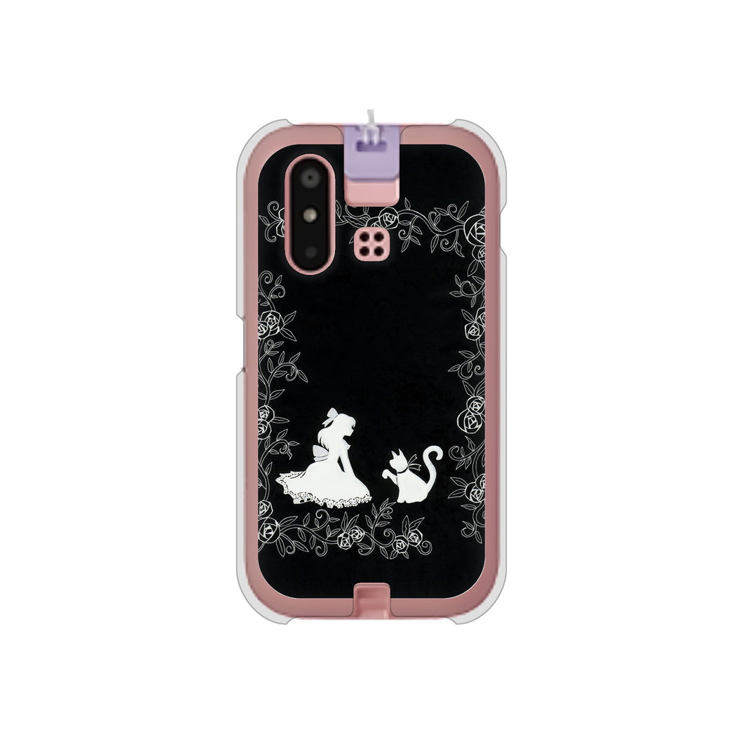 mamorino6 SHF35 au 高画質仕上げ 背面印刷 ハードケース【1097 お姫様とネコ(モノトーン)】