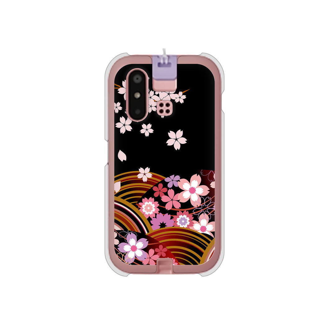 mamorino6 SHF35 au 高画質仕上げ 背面印刷 ハードケース【1237 和柄&筆文字・夜桜の宴】