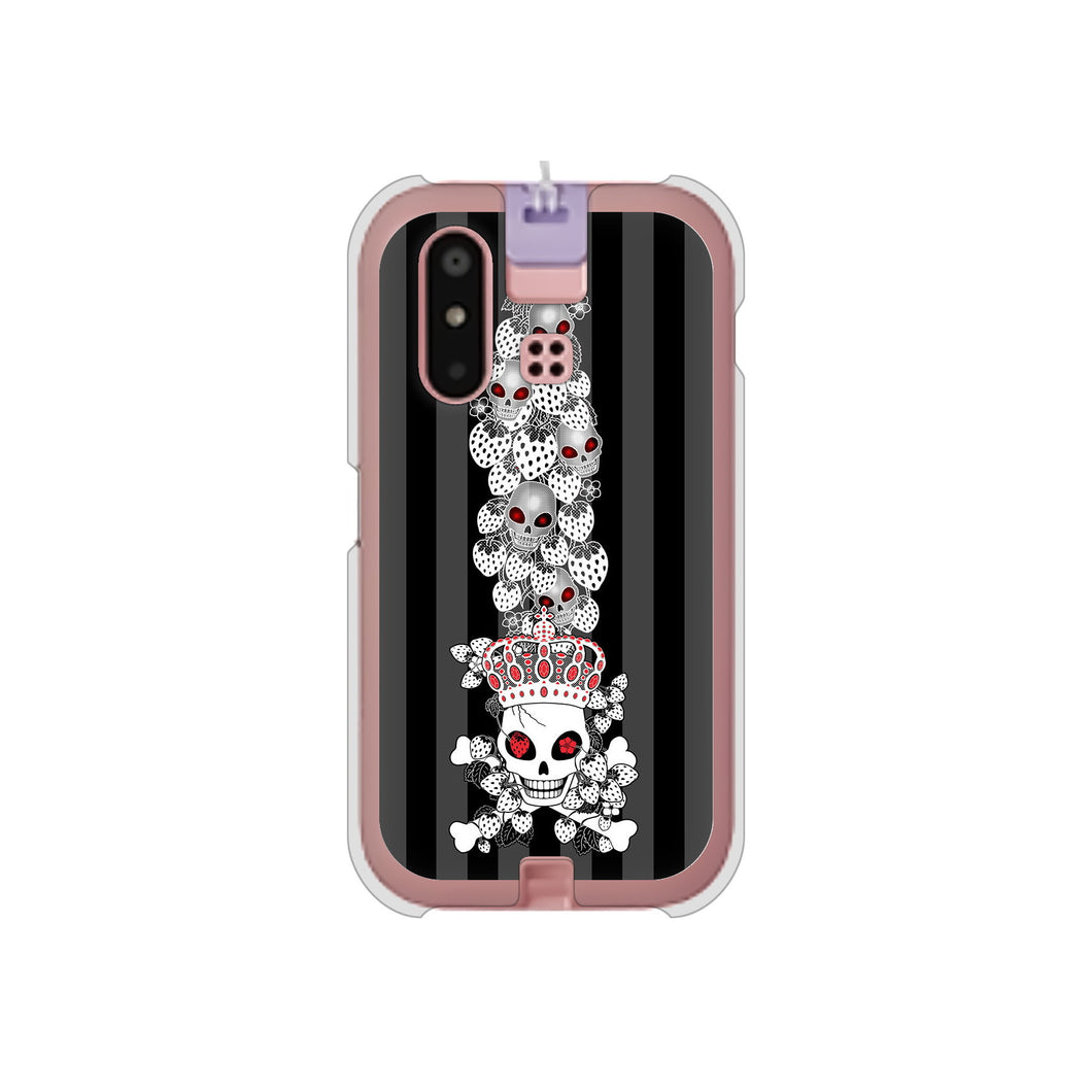 mamorino6 SHF35 au 高画質仕上げ 背面印刷 ハードケース【AG802 苺骸骨王冠蔦(黒)】