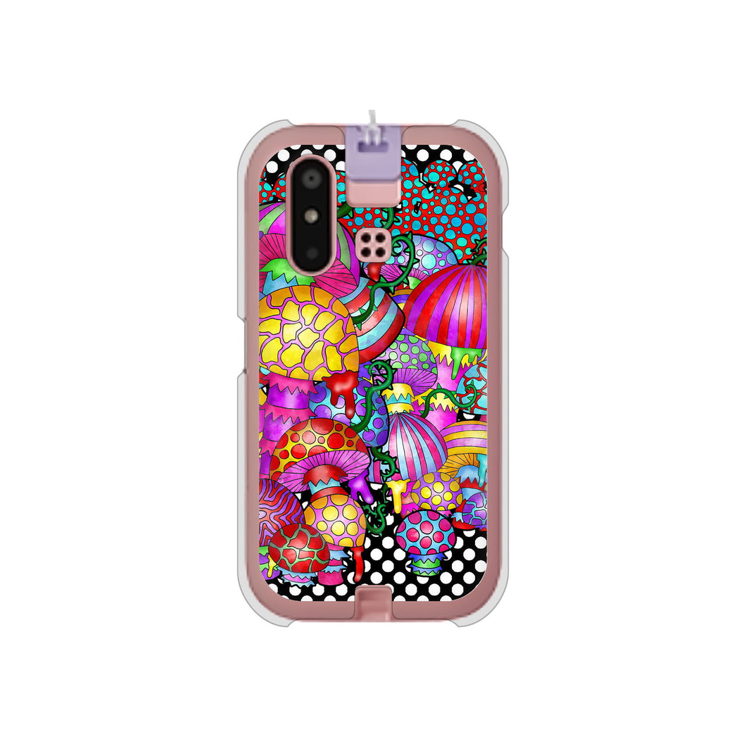 mamorino6 SHF35 au 高画質仕上げ 背面印刷 ハードケース【AG807 きのこ(黒)】