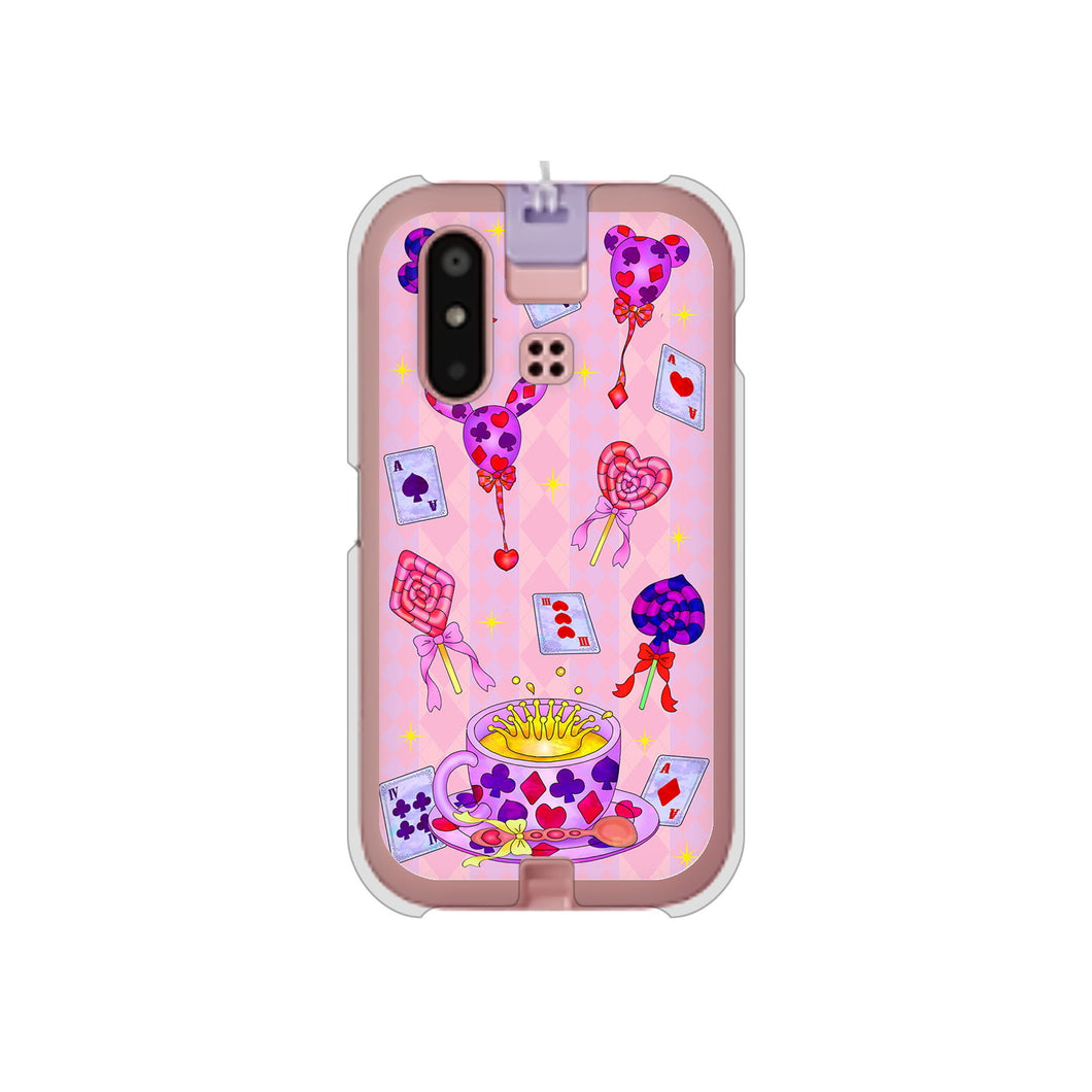 mamorino6 SHF35 au 高画質仕上げ 背面印刷 ハードケース【AG817 トランプティー(ピンク)】