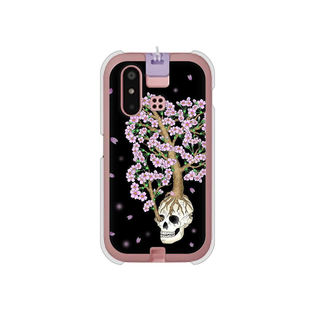 mamorino6 SHF35 au 高画質仕上げ 背面印刷 ハードケース【AG829 骸骨桜(黒)】