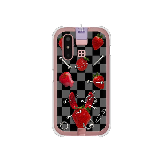 mamorino6 SHF35 au 高画質仕上げ 背面印刷 ハードケース【AG833 苺パンク(黒)】