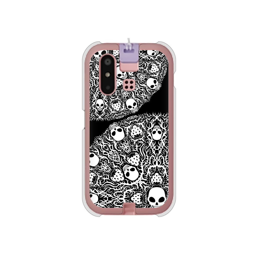 mamorino6 SHF35 au 高画質仕上げ 背面印刷 ハードケース【AG834 苺骸骨曼荼羅(黒)】