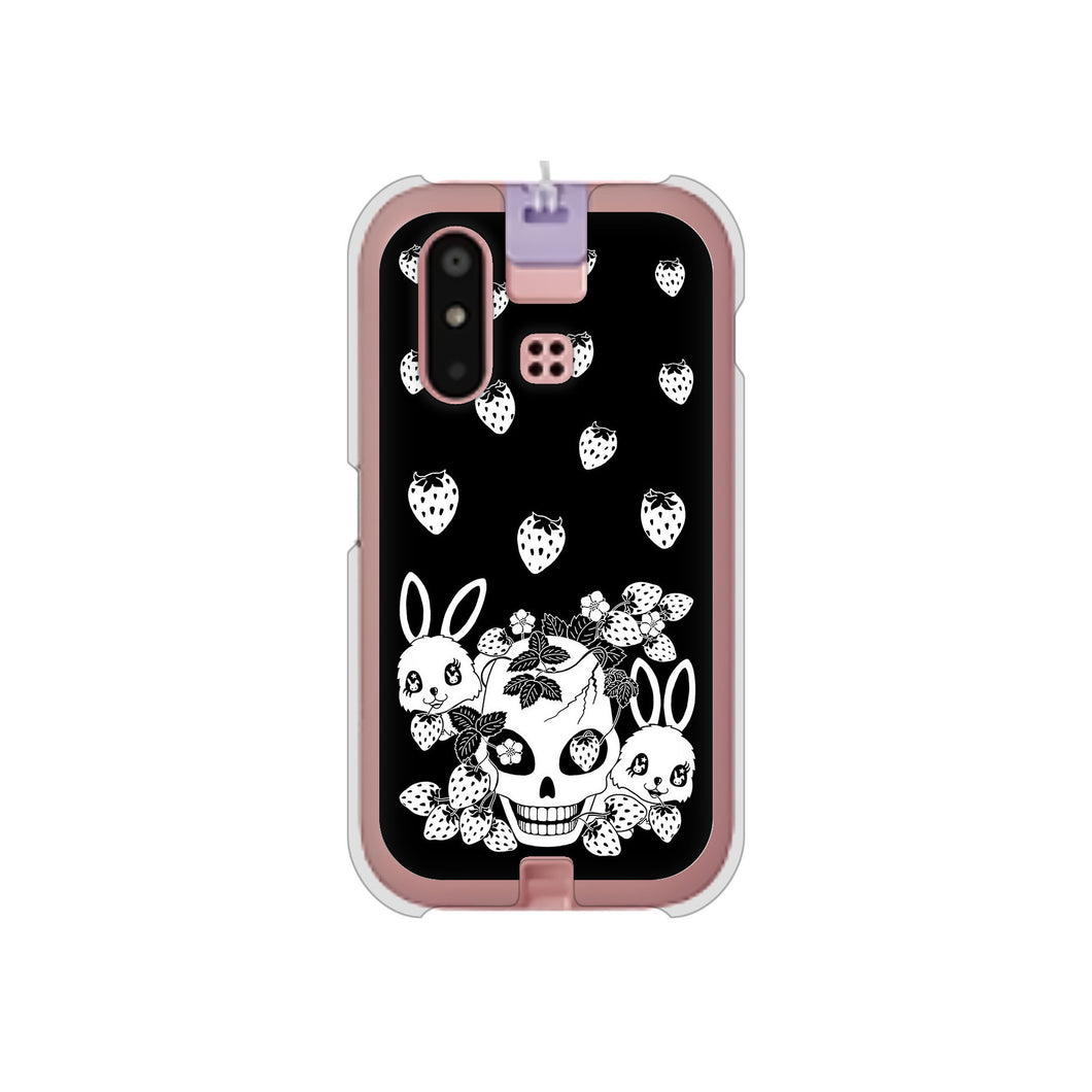 mamorino6 SHF35 au 高画質仕上げ 背面印刷 ハードケース【AG837 苺兎(黒)】