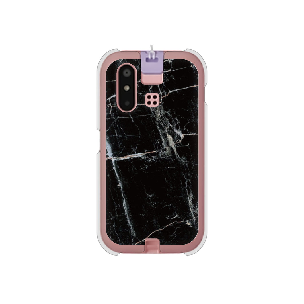 mamorino6 SHF35 au 高画質仕上げ 背面印刷 ハードケース【KM867 大理石BK】