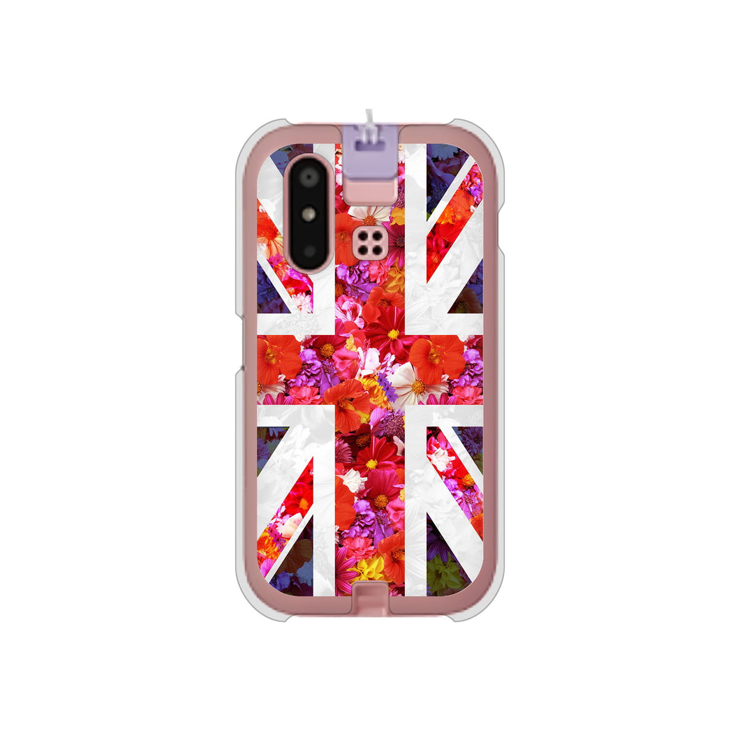 mamorino6 SHF35 au 高画質仕上げ 背面印刷 ハードケース【SC801 ユニオンジャック リアルフラワー】