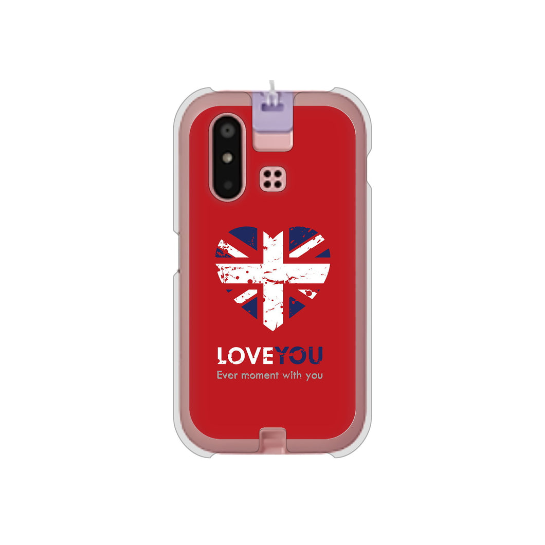 mamorino6 SHF35 au 高画質仕上げ 背面印刷 ハードケース【SC804 ユニオンジャック ハートビンテージレッド】