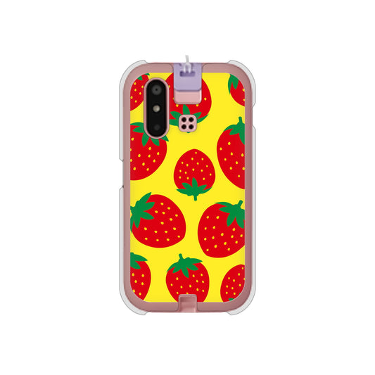 mamorino6 SHF35 au 高画質仕上げ 背面印刷 ハードケース【SC819 大きいイチゴ模様レッドとイエロー】