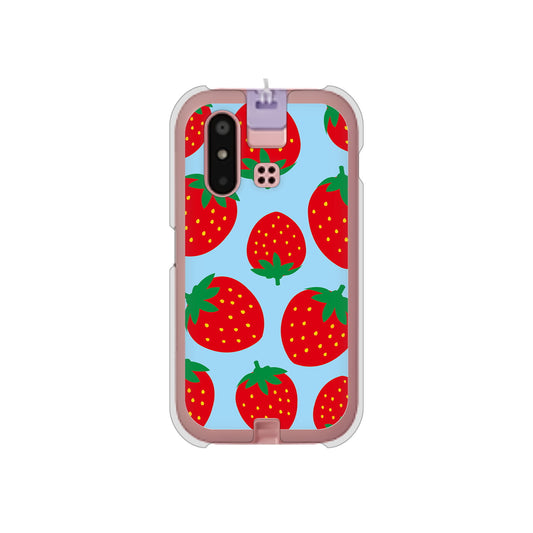 mamorino6 SHF35 au 高画質仕上げ 背面印刷 ハードケース【SC821 大きいイチゴ模様レッドとブルー】