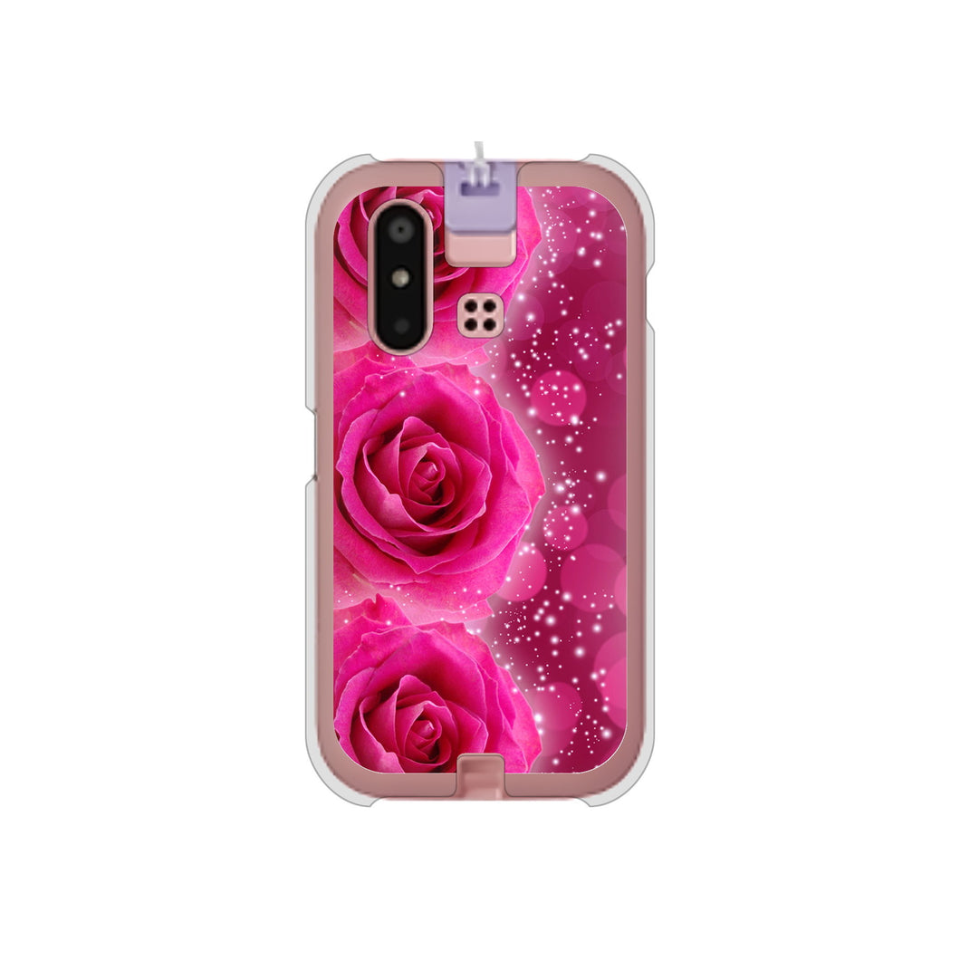 mamorino6 SHF35 au 高画質仕上げ 背面印刷 ハードケース【VA815 3連のバラ】