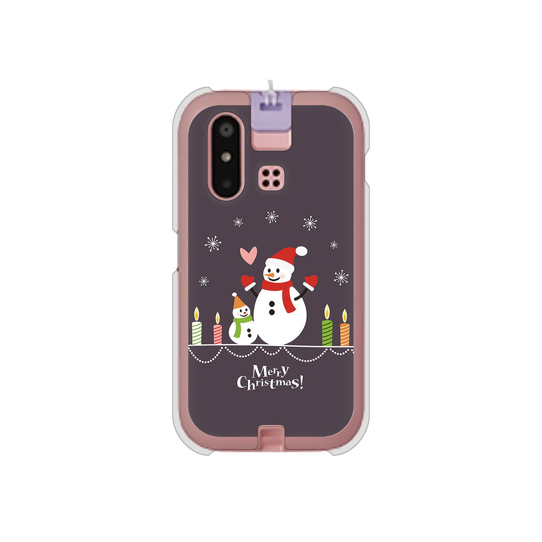 mamorino6 SHF35 au 高画質仕上げ 背面印刷 ハードケース【XA809 雪だるまの親子】